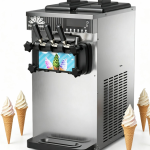 ZB-BQL128 Commercial Small Desktop Three-head Soft Ice Cream Machine Stainless Steel CE Certified Restaurant Use One-Year
